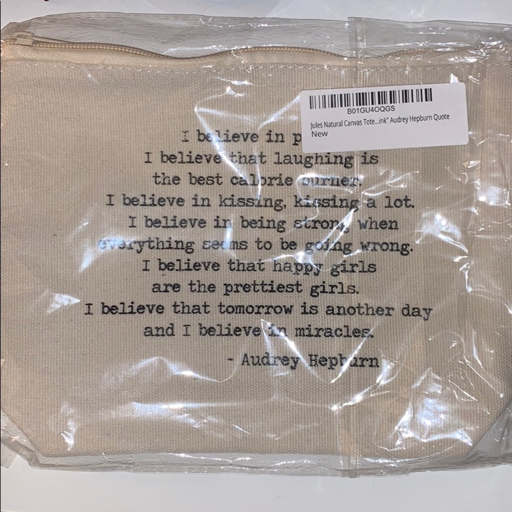 Jules Natural Canvas Tote with Audrey HepburnQuote